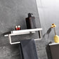 Lexora Bagno Bianca Stainless Steel White Glass Shelf w/ Towel Bar - Brushed Nickel LST18152BN-WG - MyBBQDirect
