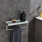 Lexora Bagno Bianca Stainless Steel White Glass Shelf w/ Towel Bar - Brushed Nickel LST18152BN-WG - MyBBQDirect