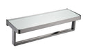 Lexora Bagno Bianca Stainless Steel White Glass Shelf w/ Towel Bar - Brushed Nickel LST18152BN-WG