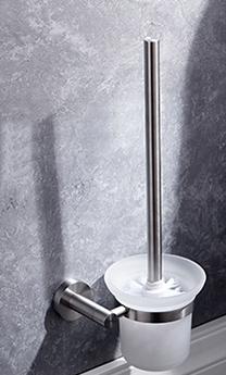 Lexora Bagno Nera Stainless Steel Toilet Brush - Satin Nickel LB16152SN