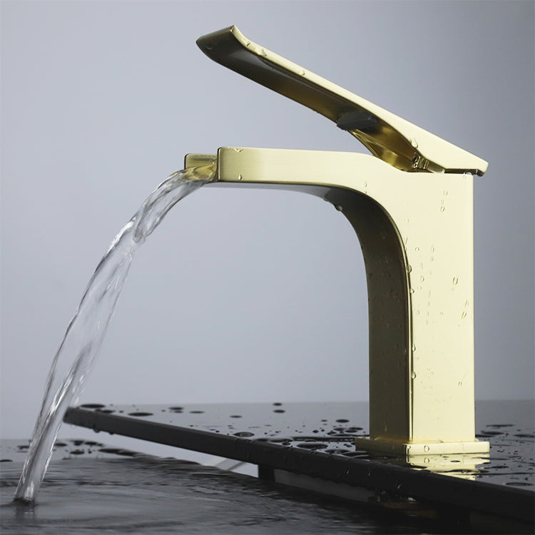 Lexora Balzani Brass Single Hole Waterfall Bathroom Faucet - Brushed Brass LFS1011BS - MyBBQDirect