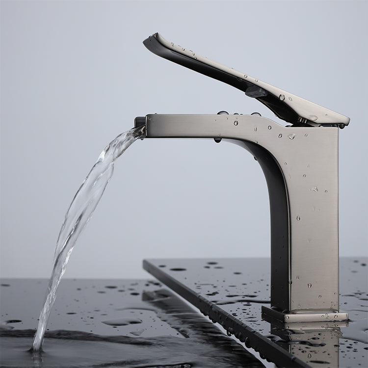 Lexora Balzani Brass Single Hole Waterfall Bathroom Faucet - Gun Metal LFS1011GM - MyBBQDirect