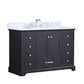 Lexora Dukes 48" Espresso Single Vanity, White Carrara Marble Top, White Square Sink and no Mirror LD342248SGDS000