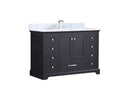 Lexora Dukes 48" Espresso Single Vanity, White Carrara Marble Top, White Square Sink and no Mirror LD342248SGDS000