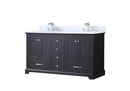 Lexora Dukes 60" Espresso Double Vanity, White Carrara Marble Top, White Square Sinks and no Mirror LD342260DGDS000