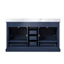 Lexora Dukes 60" Navy Blue Double Vanity, White Carrara Marble Top, White Square Sinks and no Mirror LD342260DEDS000
