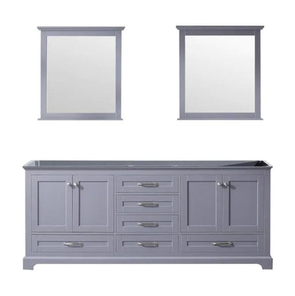 Lexora Dukes 80" Dark Grey Double Vanity, no Top and 30" Mirrors LD342280DB00M30 - MyBBQDirect