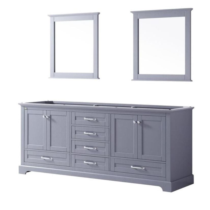 Lexora Dukes 80" Dark Grey Double Vanity, no Top and 30" Mirrors LD342280DB00M30 - MyBBQDirect