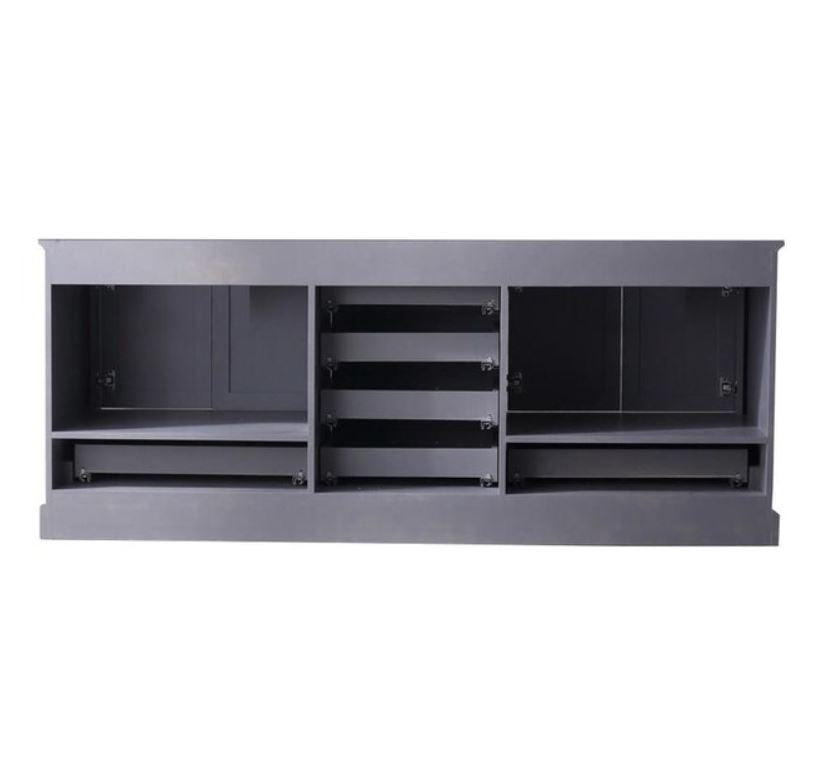 Lexora Dukes 80" Dark Grey Double Vanity, no Top and 30" Mirrors LD342280DB00M30 - MyBBQDirect