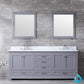 Lexora Dukes 80" Dark Grey Double Vanity, White Carrara Marble Top, White Square Sinks and 30" Mirrors LD342280DBDSM30 - MyBBQDirect