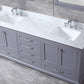 Lexora Dukes 80" Dark Grey Double Vanity, White Carrara Marble Top, White Square Sinks and 30" Mirrors LD342280DBDSM30 - MyBBQDirect