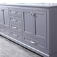 Lexora Dukes 80" Dark Grey Double Vanity, White Carrara Marble Top, White Square Sinks and 30" Mirrors LD342280DBDSM30 - MyBBQDirect