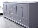 Lexora Dukes 80" Dark Grey Double Vanity, White Carrara Marble Top, White Square Sinks and 30" Mirrors LD342280DBDSM30 - MyBBQDirect