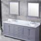 Lexora Dukes 80" Dark Grey Double Vanity, White Carrara Marble Top, White Square Sinks and 30" Mirrors LD342280DBDSM30 - MyBBQDirect
