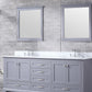 Lexora Dukes 80" Dark Grey Double Vanity, White Carrara Marble Top, White Square Sinks and 30" Mirrors LD342280DBDSM30 - MyBBQDirect