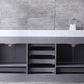 Lexora Dukes 80" Dark Grey Double Vanity, White Carrara Marble Top, White Square Sinks and 30" Mirrors LD342280DBDSM30 - MyBBQDirect