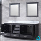 Lexora Dukes 80" Espresso Double Vanity, White Carrara Marble Top, White Square Sinks and 30" Mirrors LD342280DGDSM30 - MyBBQDirect
