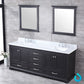 Lexora Dukes 80" Espresso Double Vanity, White Carrara Marble Top, White Square Sinks and 30" Mirrors LD342280DGDSM30 - MyBBQDirect
