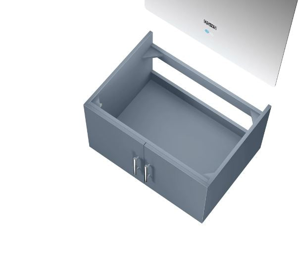 Lexora Geneva 30" Dark Grey Single Vanity, no Top and 30" LED Mirror LG192230DB00LM30 - MyBBQDirect