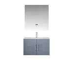 Lexora Geneva 30" Dark Grey Single Vanity, White Carrara Marble Top, White Square Sink and 30" LED Mirror w/ Faucet LG192230DBDSLM30F - MyBBQDirect