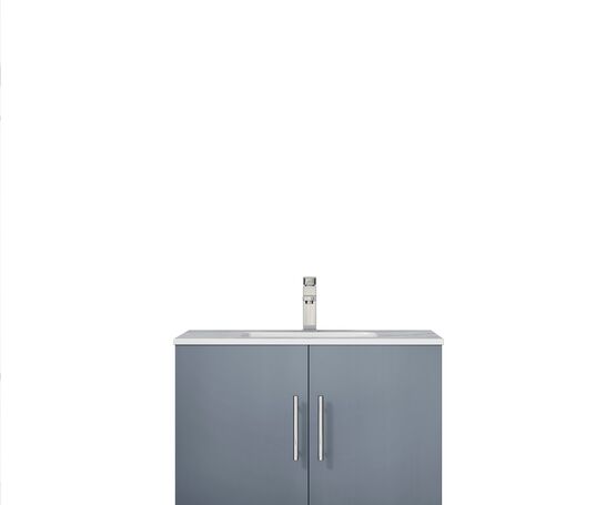 Lexora Geneva 30" Dark Grey Single Vanity, White Carrara Marble Top, White Square Sink and 30" LED Mirror w/ Faucet LG192230DBDSLM30F - MyBBQDirect