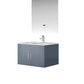 Lexora Geneva 30" Dark Grey Single Vanity, White Carrara Marble Top, White Square Sink and 30" LED Mirror w/ Faucet LG192230DBDSLM30F - MyBBQDirect