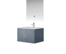 Lexora Geneva 30" Dark Grey Single Vanity, White Carrara Marble Top, White Square Sink and 30" LED Mirror w/ Faucet LG192230DBDSLM30F