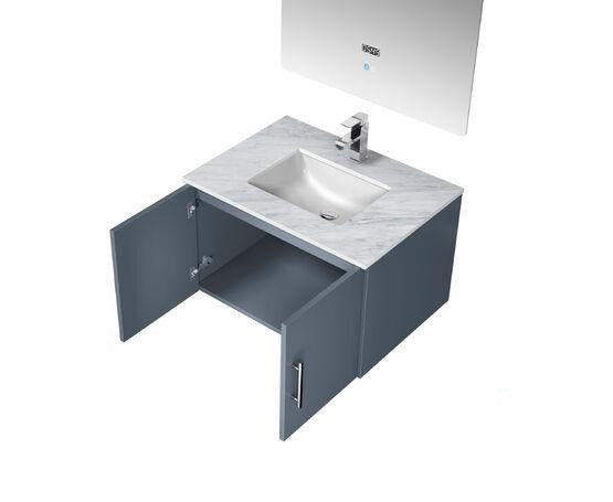 Lexora Geneva 30" Dark Grey Single Vanity, White Carrara Marble Top, White Square Sink and 30" LED Mirror w/ Faucet LG192230DBDSLM30F - MyBBQDirect