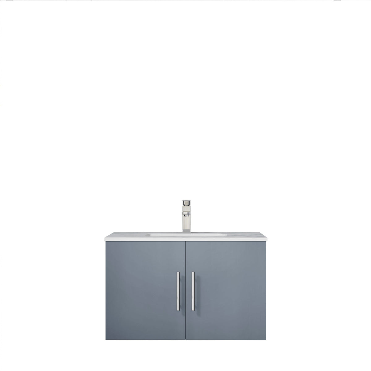Lexora Geneva 30" Dark Grey Single Vanity, White Carrara Marble Top, White Square Sink and no Mirror LG192230DBDS000 - MyBBQDirect