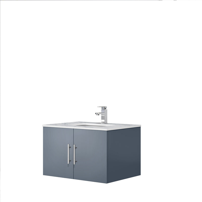 Lexora Geneva 30" Dark Grey Single Vanity, White Carrara Marble Top, White Square Sink and no Mirror LG192230DBDS000