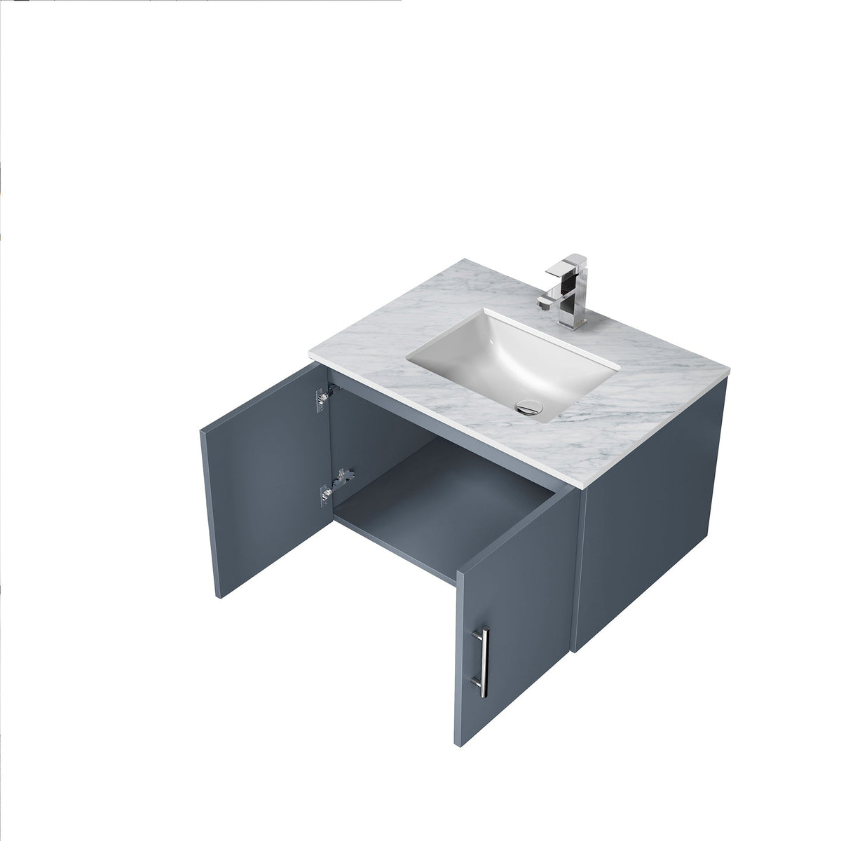 Lexora Geneva 30" Dark Grey Single Vanity, White Carrara Marble Top, White Square Sink and no Mirror LG192230DBDS000 - MyBBQDirect