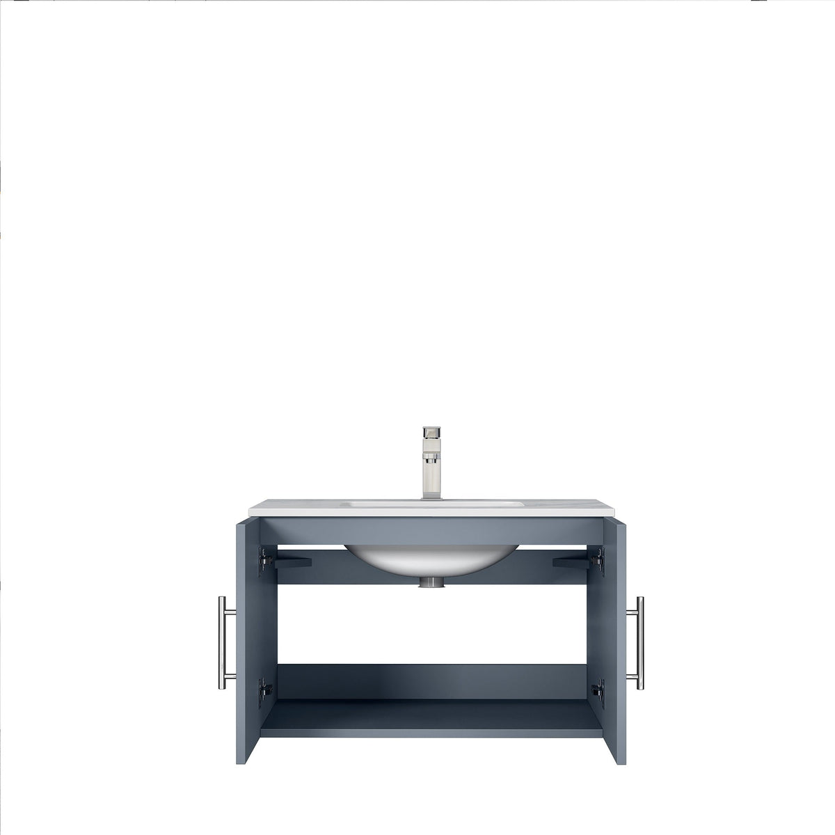 Lexora Geneva 30" Dark Grey Single Vanity, White Carrara Marble Top, White Square Sink and no Mirror LG192230DBDS000 - MyBBQDirect