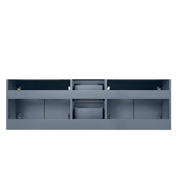 Lexora Geneva 60" Dark Grey Double Vanity, no Top and 60" LED Mirror LG192260DB00LM60