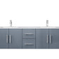 Lexora Geneva 60" Dark Grey Double Vanity, White Carrara Marble Top, White Square Sinks and 60" LED Mirror LG192260DBDSLM60 - MyBBQDirect