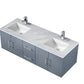 Lexora Geneva 60" Dark Grey Double Vanity, White Carrara Marble Top, White Square Sinks and 60" LED Mirror LG192260DBDSLM60 - MyBBQDirect