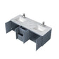 Lexora Geneva 60" Dark Grey Double Vanity, White Carrara Marble Top, White Square Sinks and 60" LED Mirror LG192260DBDSLM60 - MyBBQDirect