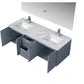 Lexora Geneva 60" Dark Grey Double Vanity, White Carrara Marble Top, White Square Sinks and 60" LED Mirror LG192260DBDSLM60 - MyBBQDirect