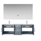 Lexora Geneva 60" Dark Grey Double Vanity, White Carrara Marble Top, White Square Sinks and 60" LED Mirror LG192260DBDSLM60 - MyBBQDirect