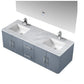 Lexora Geneva 60" Dark Grey Double Vanity, White Carrara Marble Top, White Square Sinks and 60" LED Mirror LG192260DBDSLM60 - MyBBQDirect