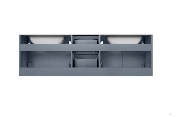 Lexora Geneva 60" Dark Grey Double Vanity, White Carrara Marble Top, White Square Sinks and 60" LED Mirror LG192260DBDSLM60 - MyBBQDirect