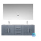 Lexora Geneva 60" Dark Grey Double Vanity, White Carrara Marble Top, White Square Sinks and 60" LED Mirror LG192260DBDSLM60 - MyBBQDirect