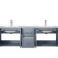 Lexora Geneva 60" Dark Grey Double Vanity, White Carrara Marble Top, White Square Sinks and 60" LED Mirror LG192260DBDSLM60 - MyBBQDirect