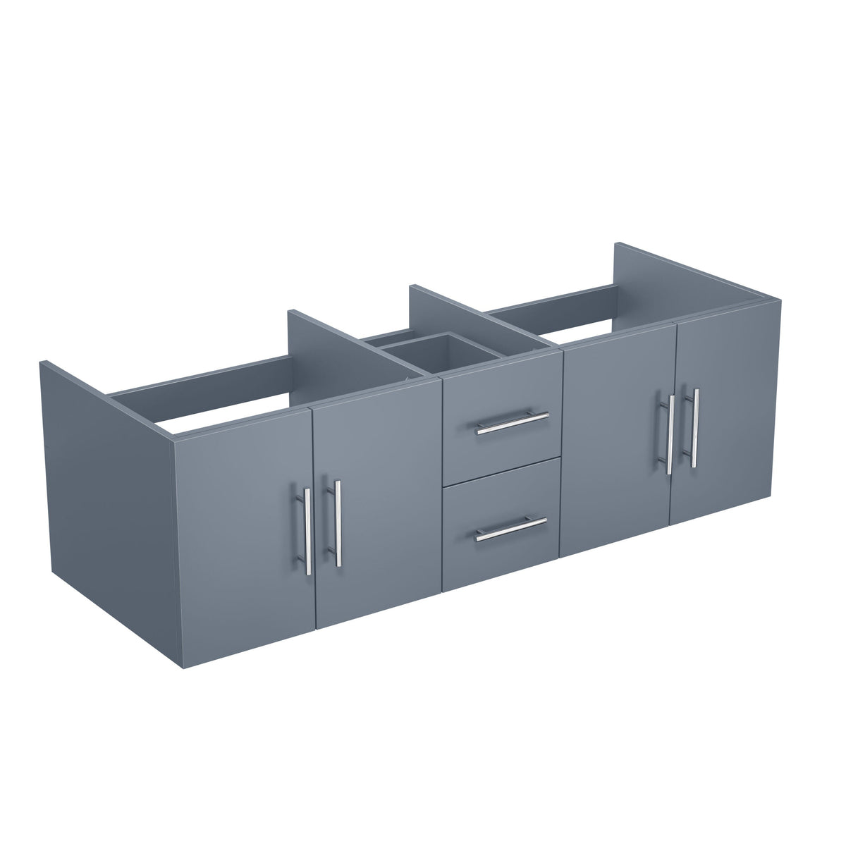 Lexora Geneva 60" Dark Grey Double Vanity, White Carrara Marble Top, White Square Sinks and 60" LED Mirror LG192260DBDSLM60 - MyBBQDirect