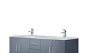 Lexora Geneva 60" Dark Grey Double Vanity, White Carrara Marble Top, White Square Sinks and no Mirror LG192260DBDS000