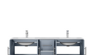 Lexora Geneva 60" Dark Grey Double Vanity, White Carrara Marble Top, White Square Sinks and no Mirror LG192260DBDS000