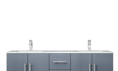 Lexora Geneva 60" Dark Grey Double Vanity, White Carrara Marble Top, White Square Sinks and no Mirror LG192260DBDS000 - MyBBQDirect