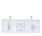 Lexora Geneva 60" Glossy White Double Vanity, White Carrara Marble Top, White Square Sinks and no Mirror LG192260DMDS000 - MyBBQDirect
