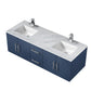 Lexora Geneva 60" Navy Blue Double Vanity, White Carrara Marble Top, White Square Sinks and 60" LED Mirror LG192260DEDSLM60 - MyBBQDirect