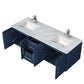 Lexora Geneva 60" Navy Blue Double Vanity, White Carrara Marble Top, White Square Sinks and 60" LED Mirror LG192260DEDSLM60 - MyBBQDirect