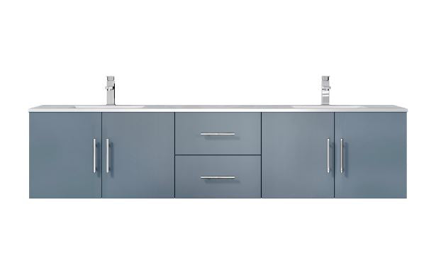 Lexora Geneva 80" Dark Grey Double Vanity, White Carrara Marble Top, White Square Sinks and no Mirror LG192280DBDS000 - MyBBQDirect